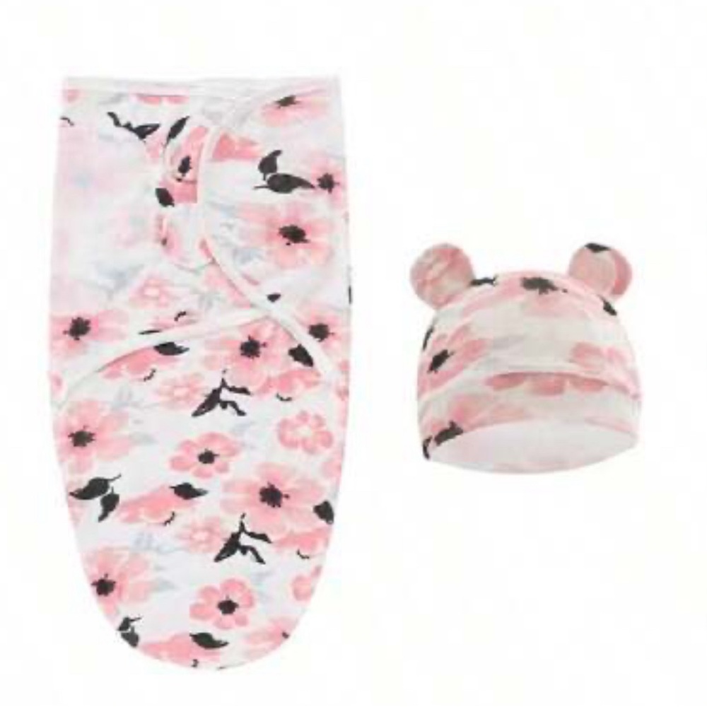 Newborn Infant Swaddle Blanket Wrap + Hat Baby Swaddling Sleeping Bag Set